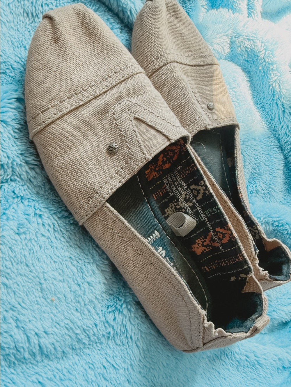 Mad Love Beige Canvas Slip-On Flats